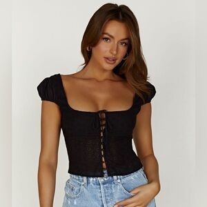 New! Meshki Cressida Cotton Anglaise Puff Sleeve Top